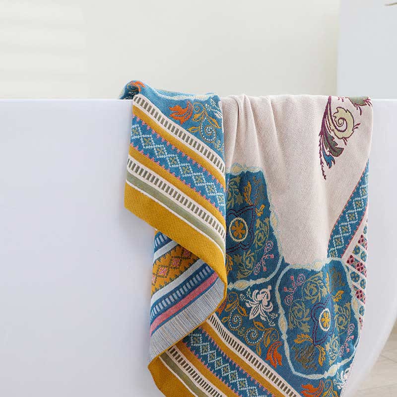 Retro Soft Cotton Reversible Bath Towel Towels Ownkoti 3