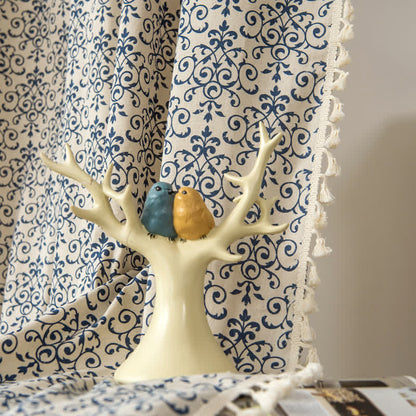 Retro Style Semi-shading Tassel Curtain