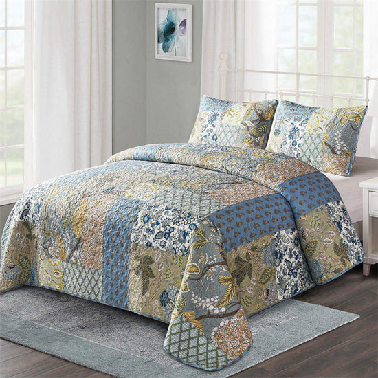 Ownkoti Bohemian Floral Stitching Quilt with Pillowcases – ownkoti