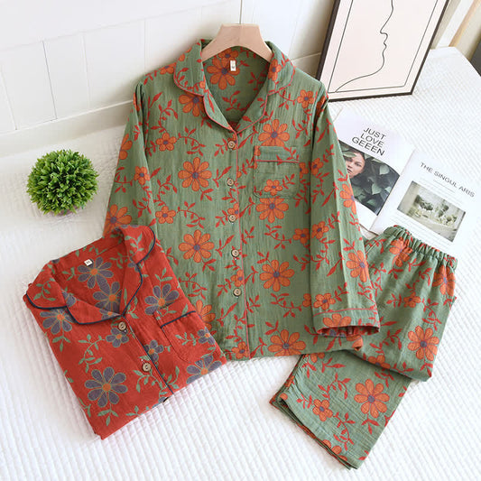 Retro Yarn-dyed Jacquard Cotton Pajama Set