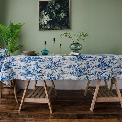 Blue White Painting Table Cover