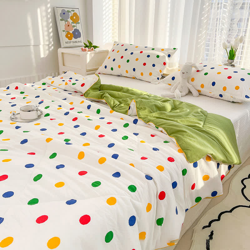 Colorful Polka Dots Cotton Gauze Quilt