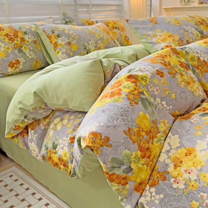 Vivid Floral Comfy Gauze Bedding Set (4PCS)