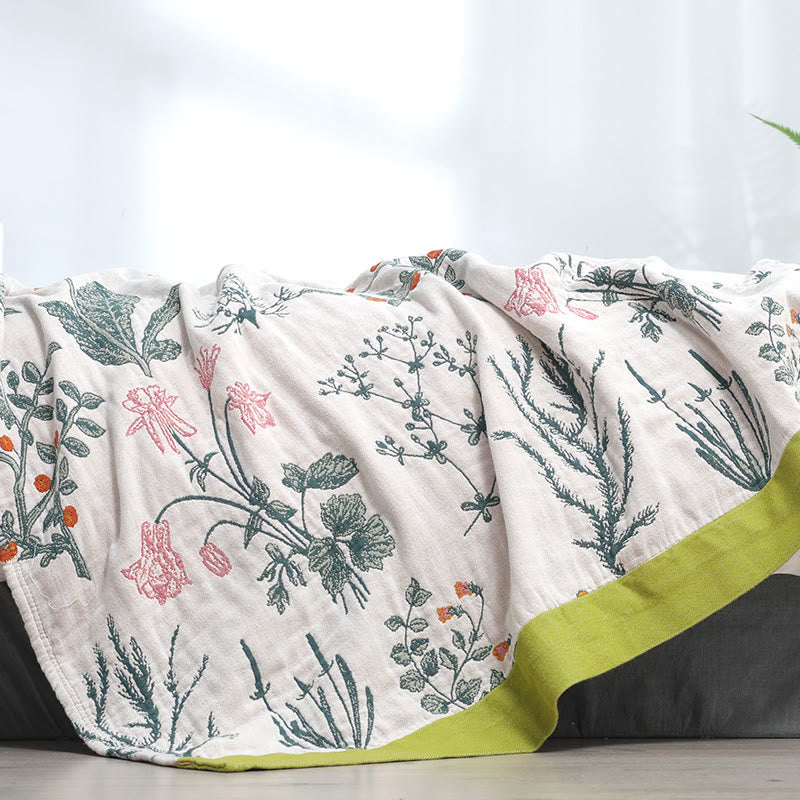Flower Plant Cotton Reversible Soft Quilt Quilts Ownkoti 4