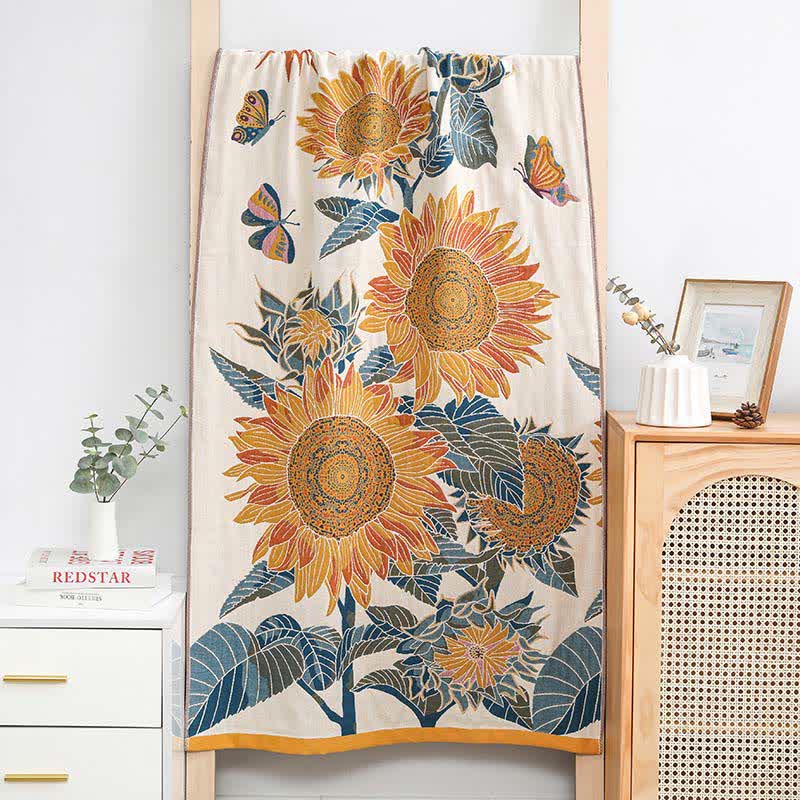 Ownkoti Blooming Sunflower Cotton Bath Towel