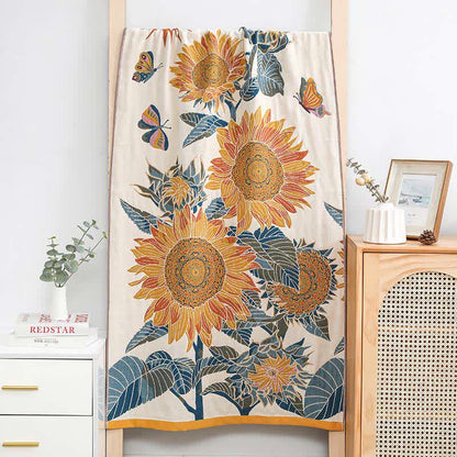 Ownkoti Blooming Sunflower Cotton Bath Towel