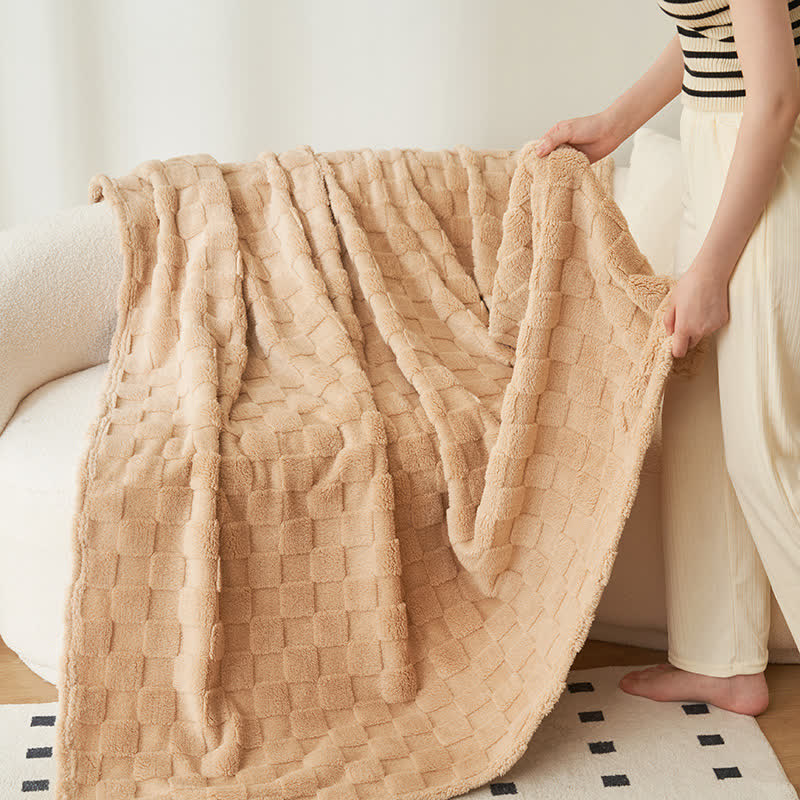 Simple Solid Waffle Reversible Throw Blanket ownkoti