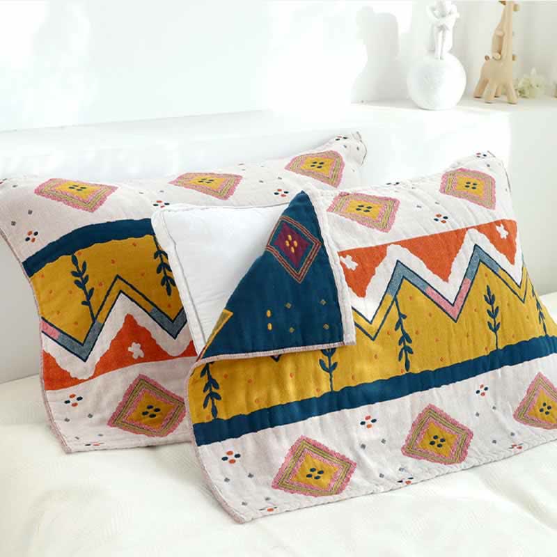 Ownkoti Pattern Soft Cotton Pillow Towel (2PCS)
