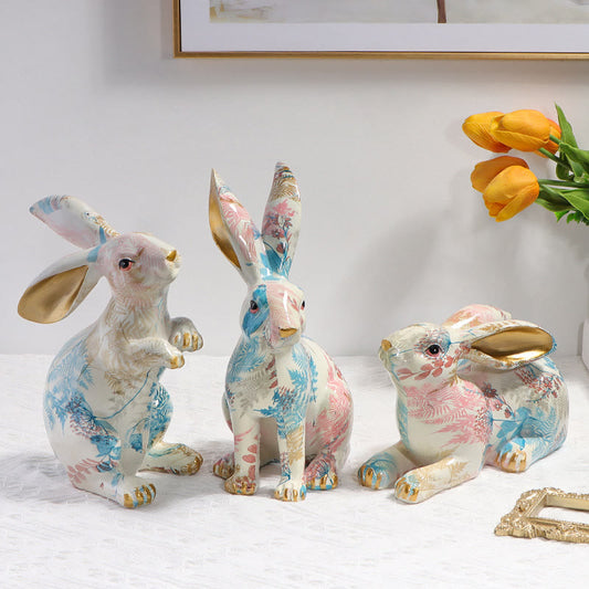 Ownkoti Plant Pattern Rabbit Resin Home Decoration