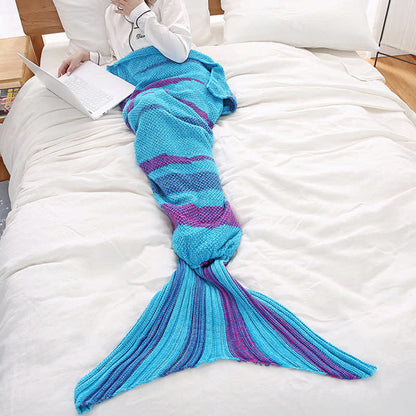 Fashion Colorful Stripe Mermaid Blanket