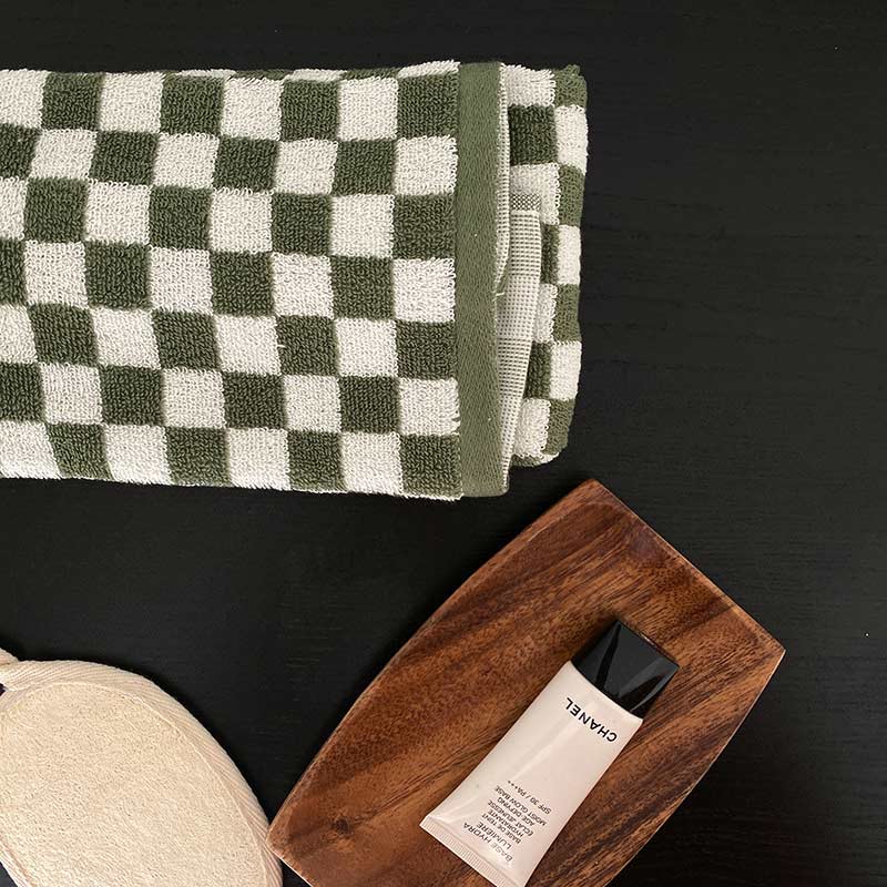 Checkerboard Plaid Colorblock Bath Towel Set