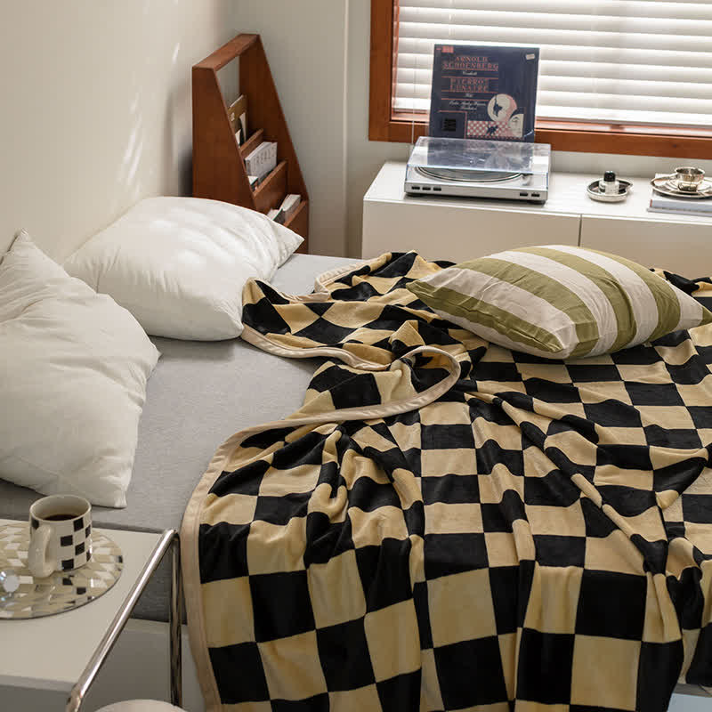 Modern Checkerboard Soft Flannel Blanket