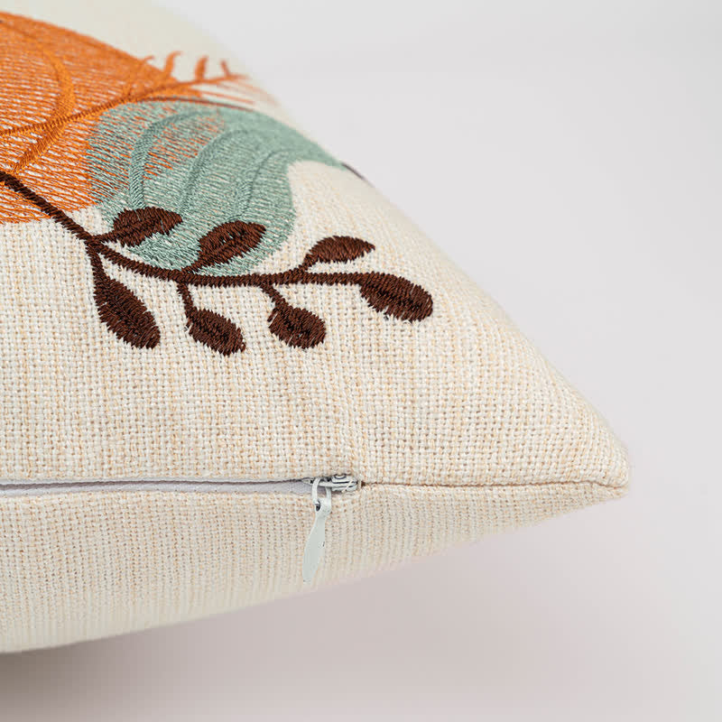 Pumpkin & Leaf Print Embroidered Pillowcase Pillowcases Ownkoti 5