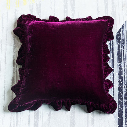 Suede Solid Color Pillowcase with Ruffled