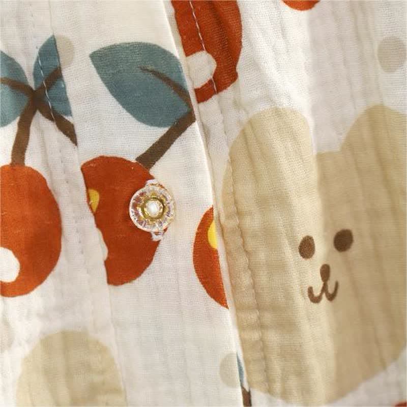 Cotton Gauze Bear & Cherry Pajama Set