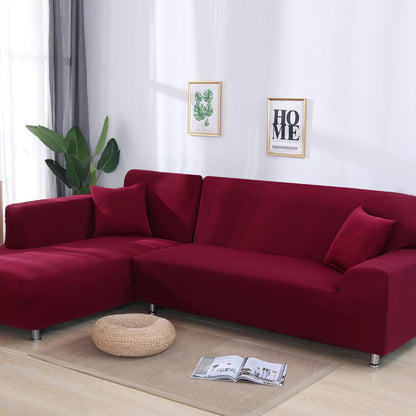 Solid Color Elastic Stretchable Sofa Cover Sofa Cover Ownkoti Wine Red 4-Seater 92" - 118" (235cm - 300 cm)