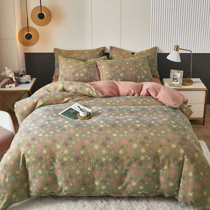 Maple Leaf Duvet Cover Bedsheet & Pillowcases (3/4PCS) Bedding Set Ownkoti 1