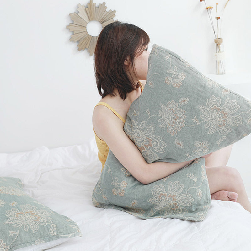 Boho Flower Cotton Double-Side Pillow Towel (2PCS) Pillowcases Ownkoti 12