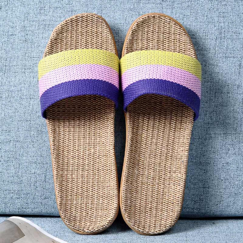 Simple Cooling Open Toe Flax Slippers