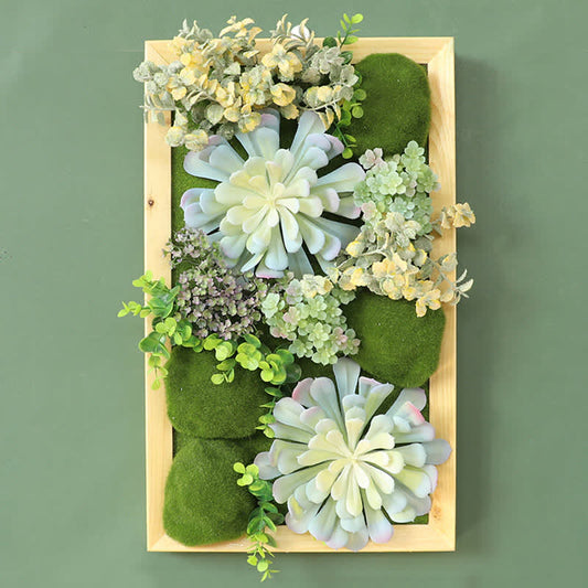 Artificial Succulent Moss Framed Wall Decor Decor Ownkoti Blue and Yellow