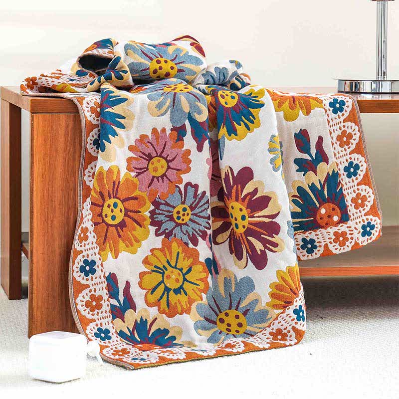Bright Flower Soft Cotton Bath Towel Towels Ownkoti 1