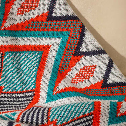 Rhombus Patchwork Blanket With Tassel Knot