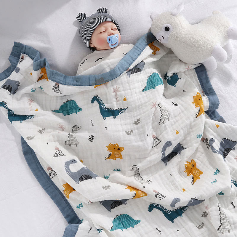 Ownkoti Dinosaur Print Cotton Gauze Baby Blanket