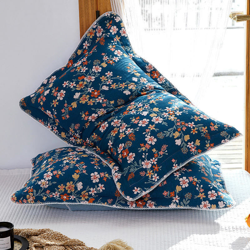 Ownkoti Colorful Flower Lace Brim Cotton Pillowcases (2PCS)