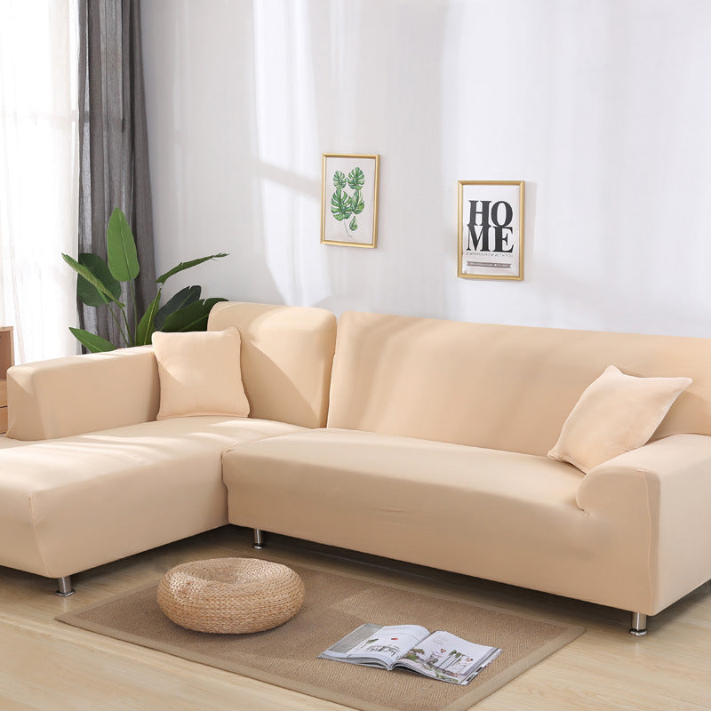 Solid Color Elastic Stretchable Sofa Cover Sofa Cover Ownkoti Beige 4-Seater 92" - 118" (235cm - 300 cm)