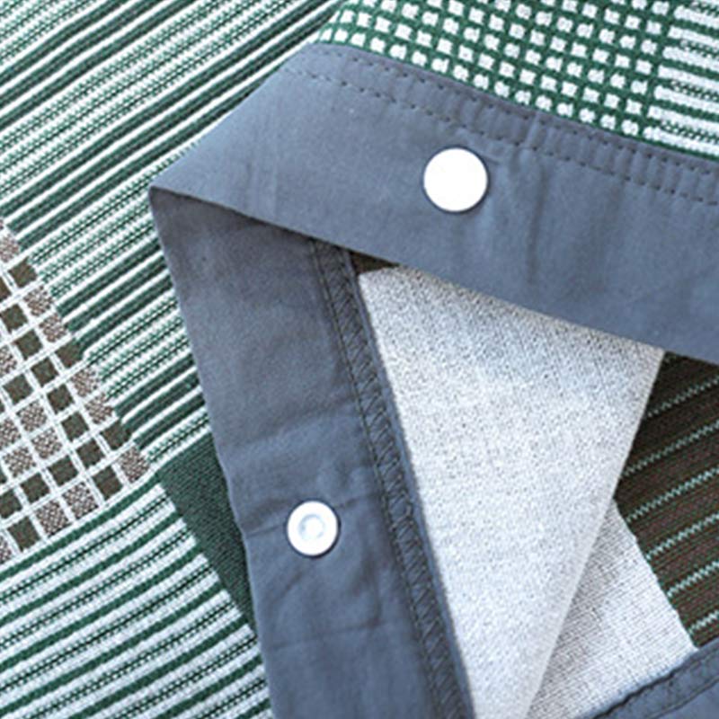 Plaid Striped Button Cotton Pillow Cover (2PCS)