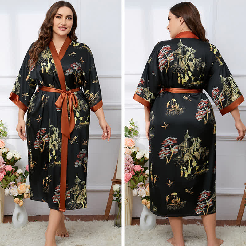 Plus Size Vintage Satin Bathrobe Pajama – ownkoti