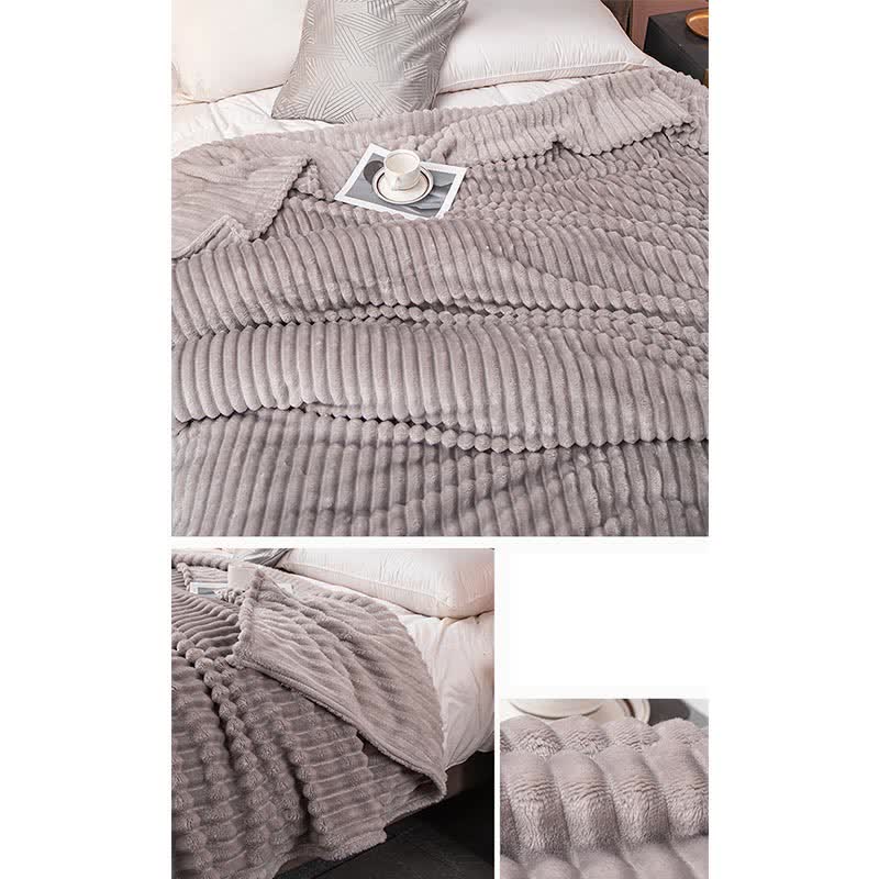 Solid Color Stripe Soft Throw Blanket Blankets Ownkoti 20