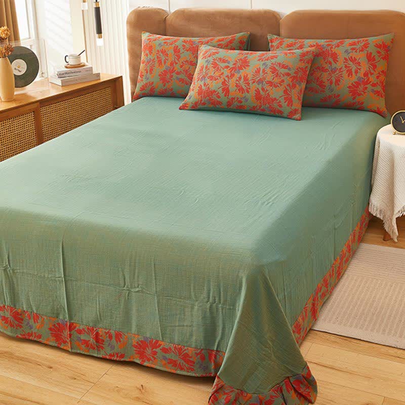 Leaf Pattern Duvet Cover Bedsheet & Pillowcases (4PCS) Bedding Set Ownkoti 2