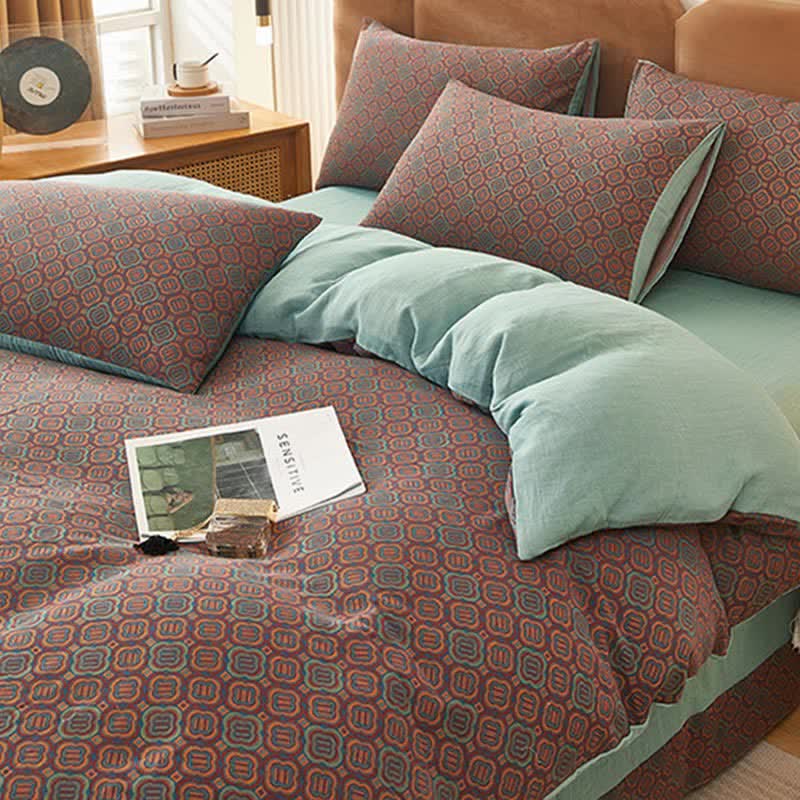 Retro Style Soft Cotton Bedding Sets (4PCS) Bedding Set Ownkoti 3