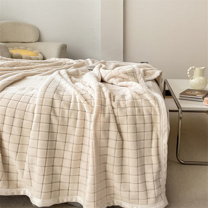 Jacquard Square Pattern Comfy Throw Blanket