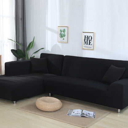 Solid Color Elastic Stretchable Sofa Cover Sofa Cover Ownkoti Black 4-Seater 92" - 118" (235cm - 300 cm)