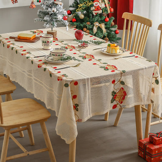 Embroidered Christmas Bell Decoration Lace Tablecloth