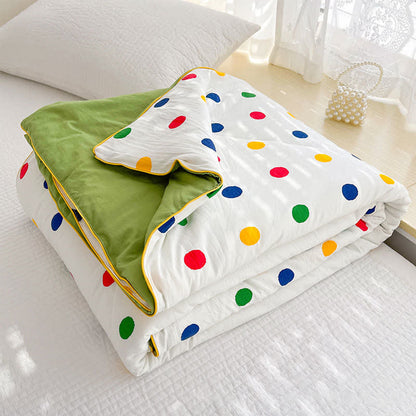 Colorful Polka Dots Cotton Gauze Quilt