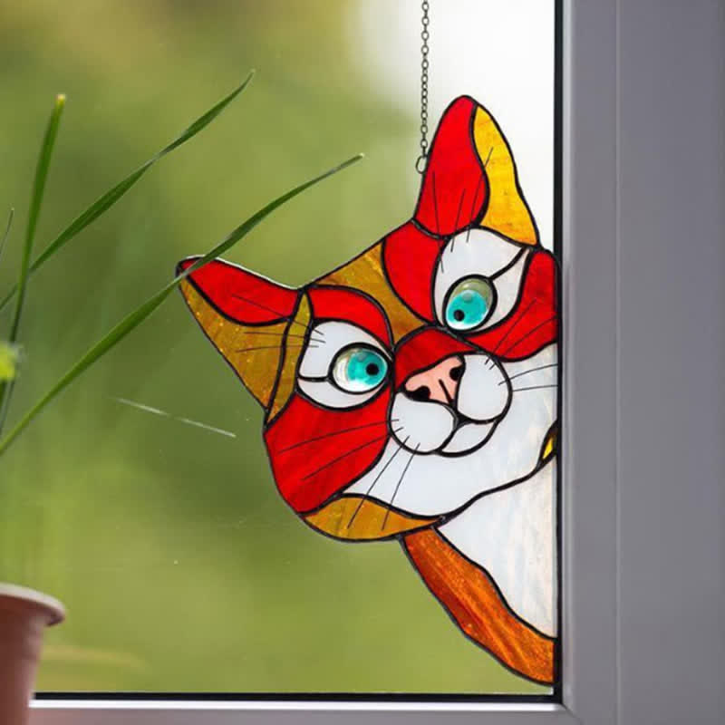 Ownkoti Stain Cat Suncatcher Window Ornament (Buy One Get One Free)