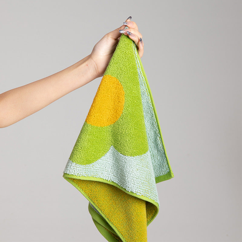 Flower Pattern Colorblock Breathable Cotton Towel