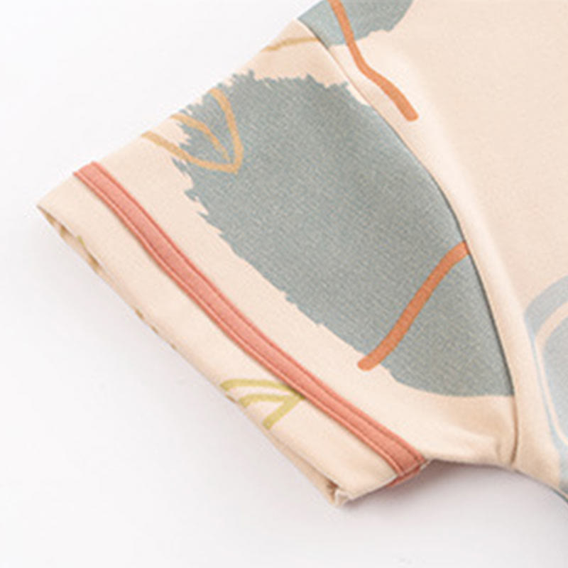 Flower Leaf Print Cotton Loungewear Set