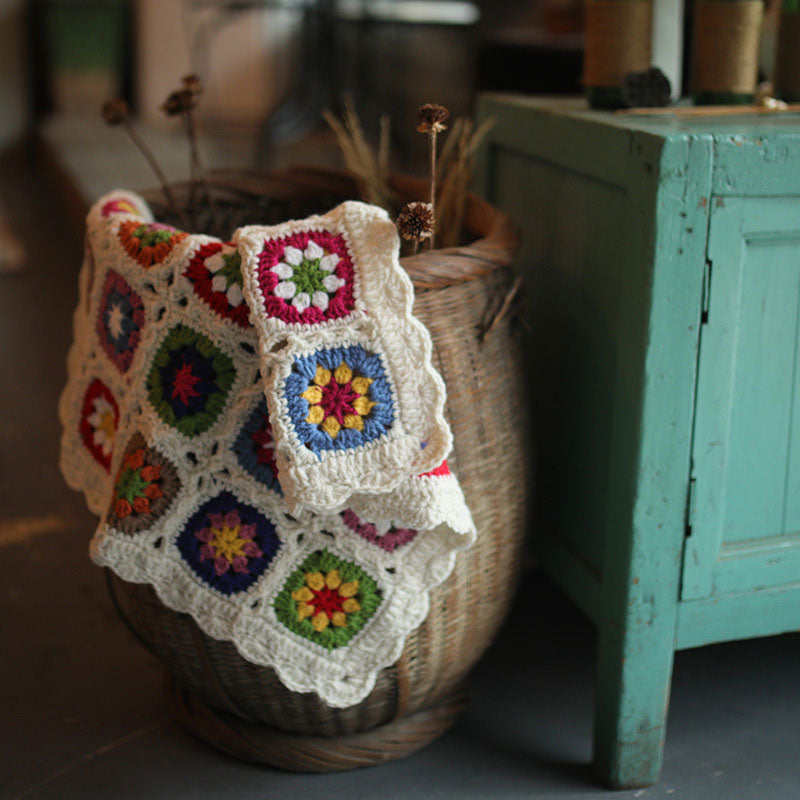 Crochet Placemat Plaid Flower Table Cover