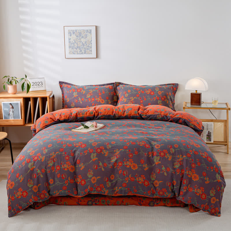 Blossoming Flower Duvet Cover Bedsheet & Pillowcases (4PCS) Bedding Set Ownkoti King