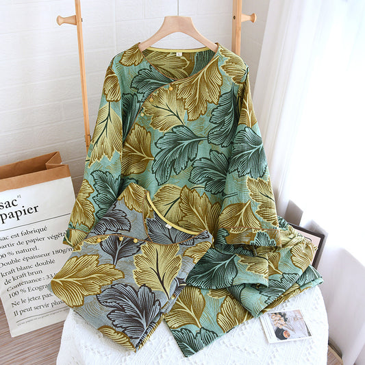Yarn-dyed Leaves Cotton Loungewear Set