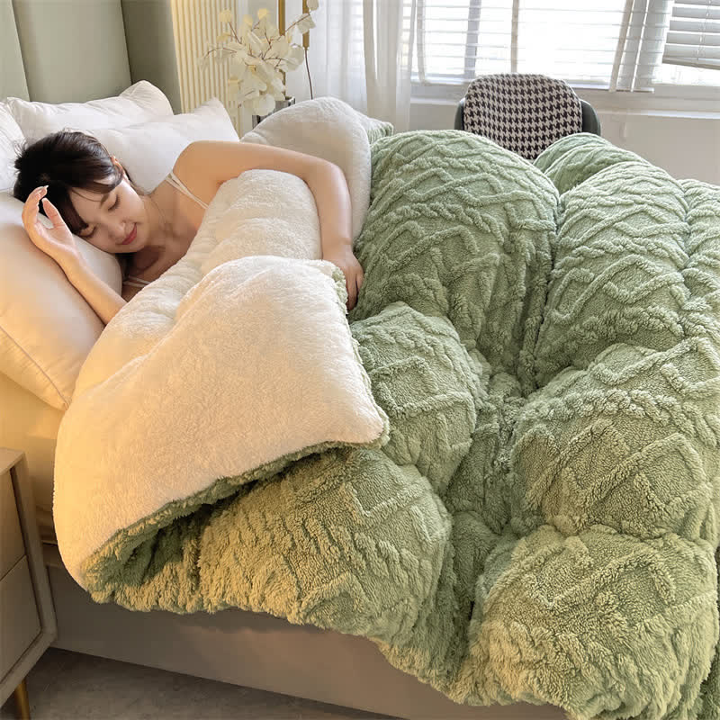 Jacquard Solid Color Comfy Fluffy Blanket ownkoti