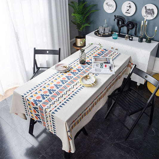 Colored Geometry Cotton Linen Tablecloth