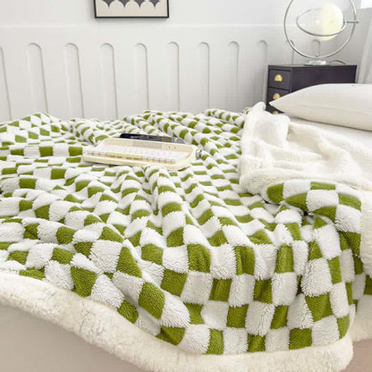 Jacquard Checkerboard Soft Fluffy Fleece Blanket