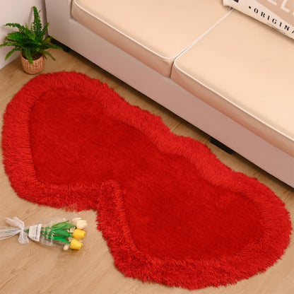 Solid Color Heart Shape Fleece Rug