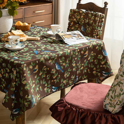 Pastoral Flower & Bird Print Table Cover