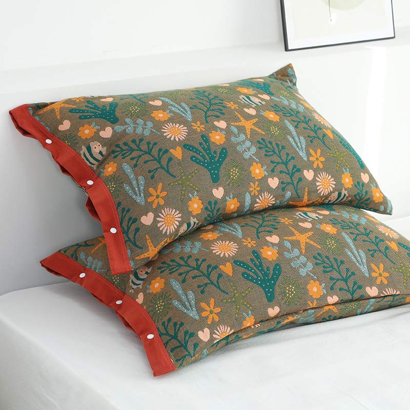 Rural Flower Pattern Pillowcases Pillow Covers (2PCS)